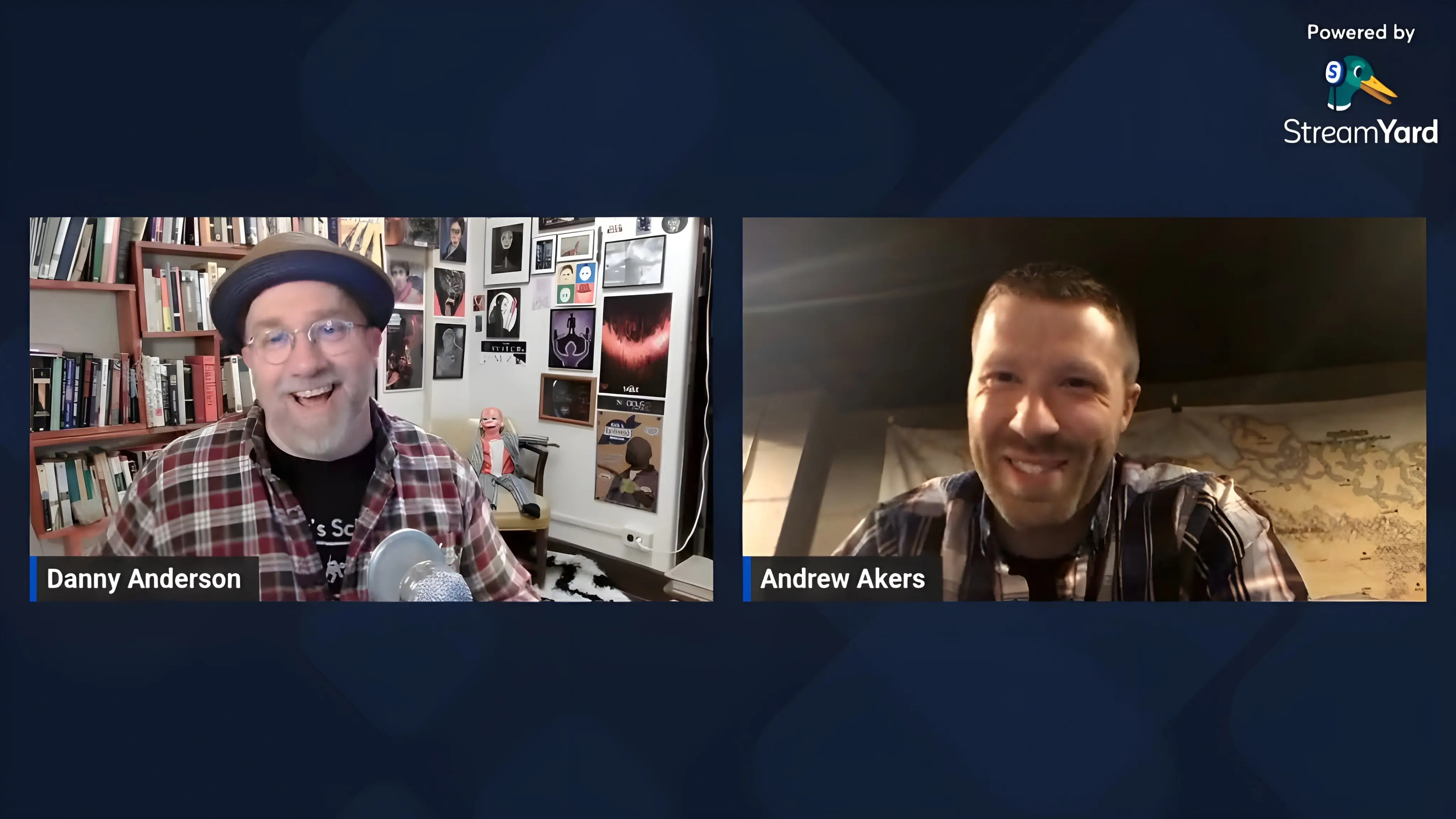 Screenshot of Andrew and Danny Anderson on a video interview