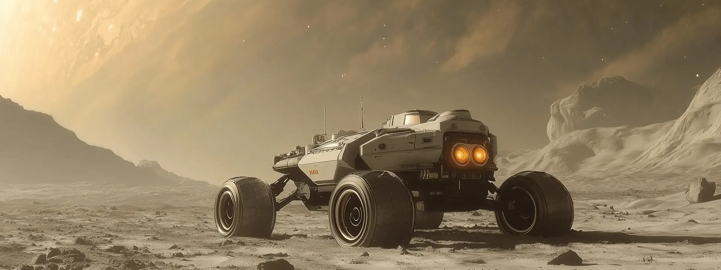 Image of a land rover on the moon